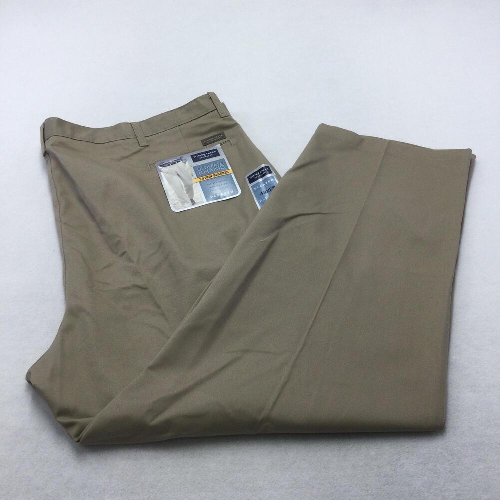 Timber Creek By Wrangler Pants Mens 48x29 Beige Khakis Pleated Stain Blocker